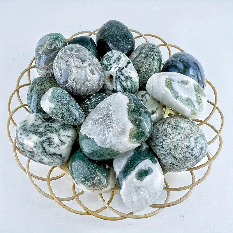 50 г Мох Ахат Тумбъл Минерали Образец Камък Аквариум Декорация за дома