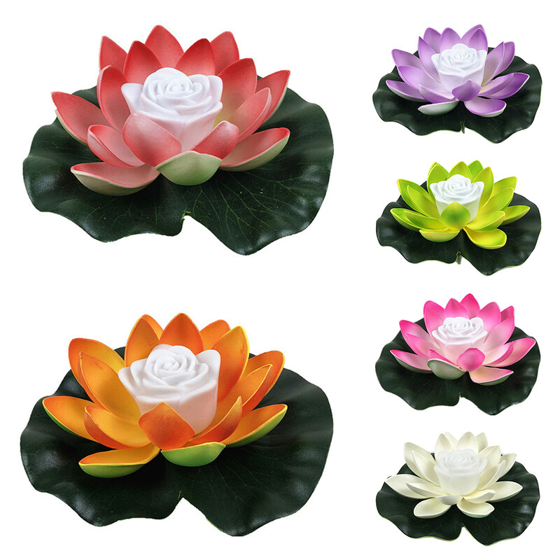 Енергоспестяваща соларна лампа Нощна лампа LED 18/28 см Изкуствен плаващ лотос Лотос Градина Басейн Езерце Фонтан Декорация