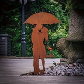 Rust Couple Silhouette Ground Stake, Εξωτερική Διακόσμηση Σπιτιού, Ένθετη Διακόσμηση για το Αίθριο του Κήπου στο Σπίτι, Διακόσμηση τέχνης γκαζόν αυλής