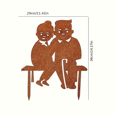 Rust Couple Silhouette Ground Stake, Εξωτερική Διακόσμηση Σπιτιού, Ένθετη Διακόσμηση για το Αίθριο του Κήπου στο Σπίτι, Διακόσμηση τέχνης γκαζόν αυλής