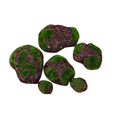 6 τεμ./Συσκευασία Fake Rock Green Foam Moss Stone Τεχνητό λουλούδι τσιπ ξύλου Micro Landscap Grass Plant Pet Toy Διακόσμηση κήπου σπιτιού
