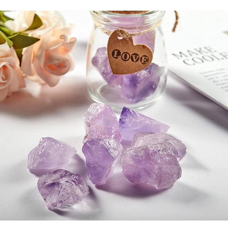 100g естествен аметист необработен камък 2-4cm/3-5cm необработени кристални камъни за фонтанни скали, декорация, полиране, изработка на бижута