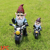 1 ΤΕΜ. Gnome Dwarf Resin Crafts Διακόσμηση κήπου Διακοσμητικά σπιτιού Ποδηλάτης γέρος ιππασία μοτοσικλέτας Άγαλμα κηπουρικής