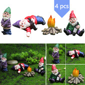 4 τμχ Mini Fairy Garden Drunk Gnomes Μινιατούρα Διακοσμητικά Σετ Μίνι Νάνοι Αγάλματα για Αξεσουάρ Γλάστρας Διακοσμητικά