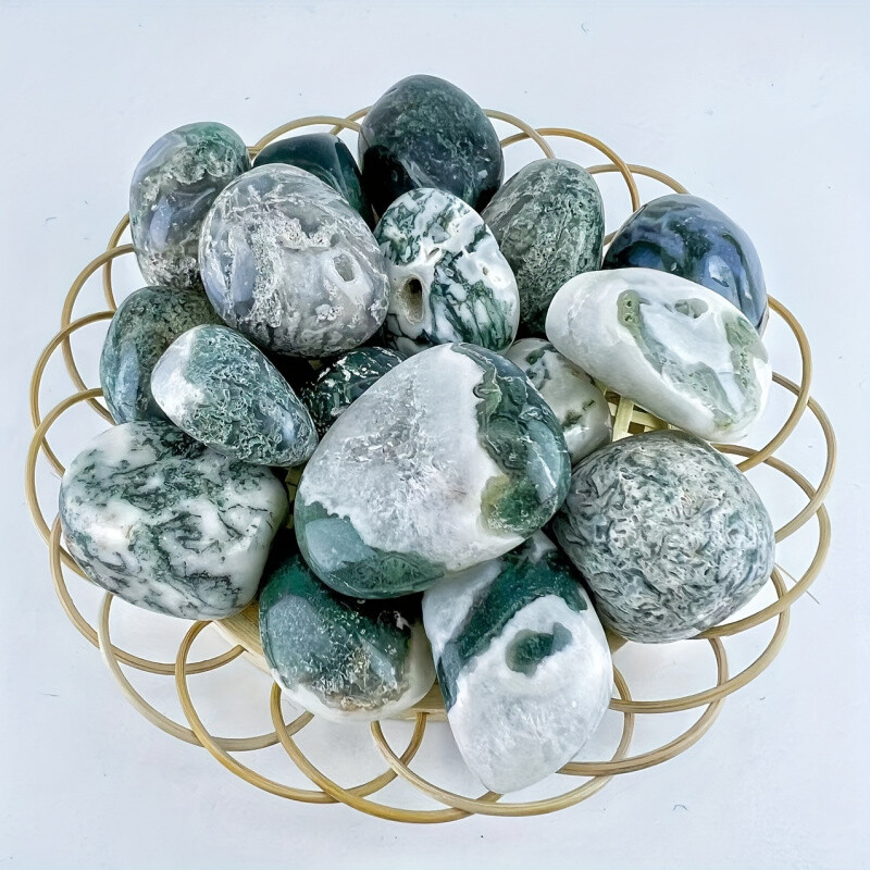 50 г Мох Ахат Тумбъл Минерали Образец Камък Аквариум Декорация за дома