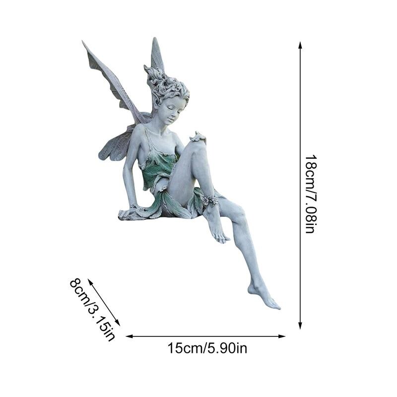 Турек седяща статуя на фея Фея на цветя Ангелско крило Скулптура Градински орнаменти Миниатюри Статуя на елф Декор Градина Домашни занаяти
