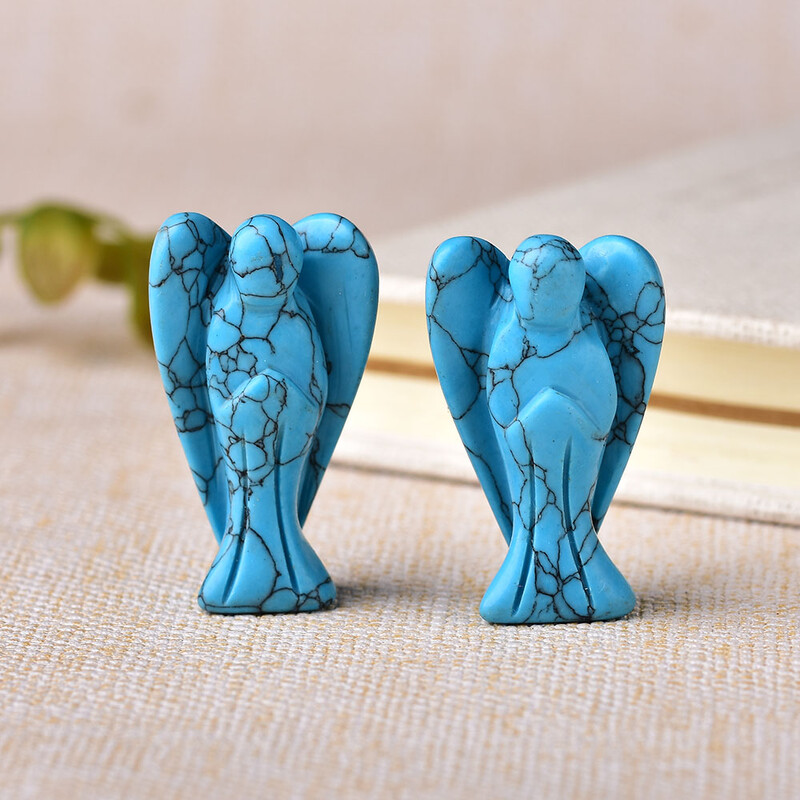 1PC Естествен кристал Фигурка на ангел пазител Аметист Розов кварц Цветен лечебен камък Скъпоценен камък Занаятчийски подарък Орнаменти за домашен декор