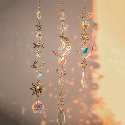 Suncatcher Crystal Wind Chimes Viseći privjesak Bling Catch Sunčano staklo Wind Chime Rainbow Prism Window Vanjski viseći ukras