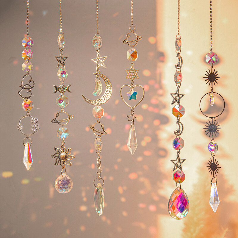 Suncatcher Crystal Wind Chimes Висяща висулка Bling Catch Sun Glass Wind Chime Rainbow Prism Window Висяща декорация на открито