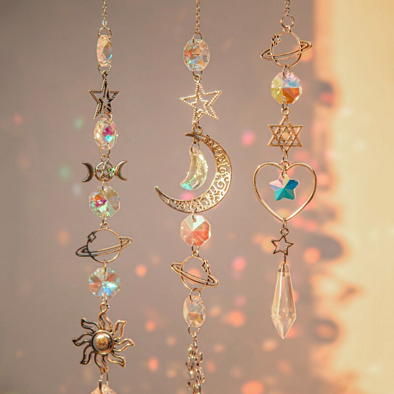 Suncatcher Crystal Wind Chimes Висяща висулка Bling Catch Sun Glass Wind Chime Rainbow Prism Window Висяща декорация на открито