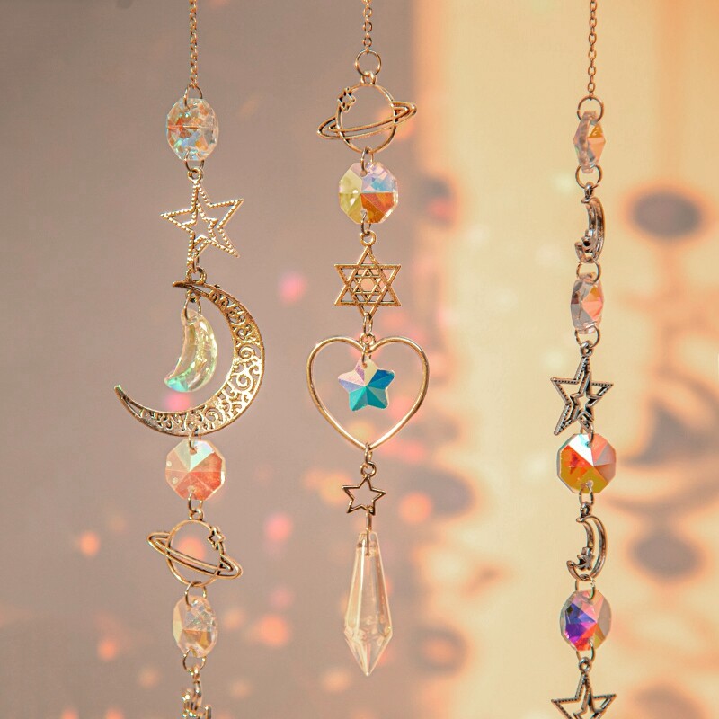 Suncatcher Crystal Wind Chimes Висяща висулка Bling Catch Sun Glass Wind Chime Rainbow Prism Window Висяща декорация на открито