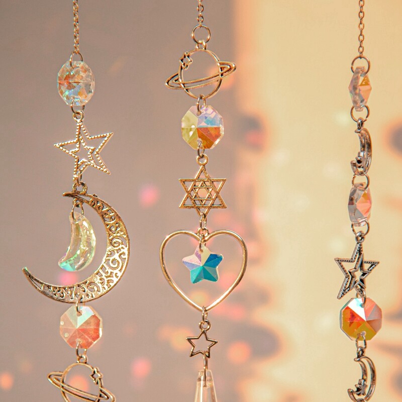 Suncatcher Crystal Wind Chimes Висяща висулка Bling Catch Sun Glass Wind Chime Rainbow Prism Window Висяща декорация на открито
