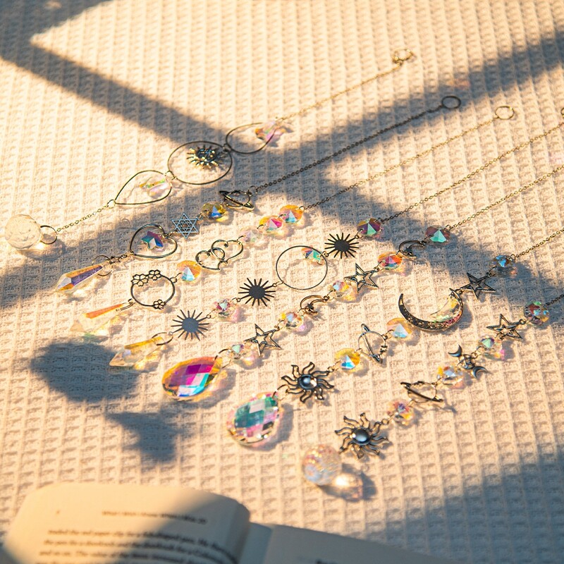 Suncatcher Crystal Wind Chimes Висяща висулка Bling Catch Sun Glass Wind Chime Rainbow Prism Window Висяща декорация на открито