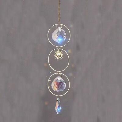 Suncatcher Κρυστάλλινο κρεμαστό παράθυρο Πρίσματα Rainbow Vintage Wind Chimes Sun Moon Hanging Light Catcher Home Garden Craft Decoration