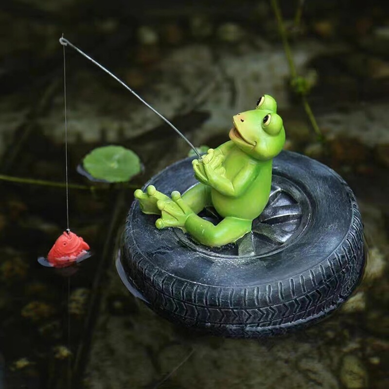 Миниатюрна декорация на приказна градина, статуя, фигурки на жаби, езерце с вода, аквариум, пейзажен орнамент, домашен декор на открито