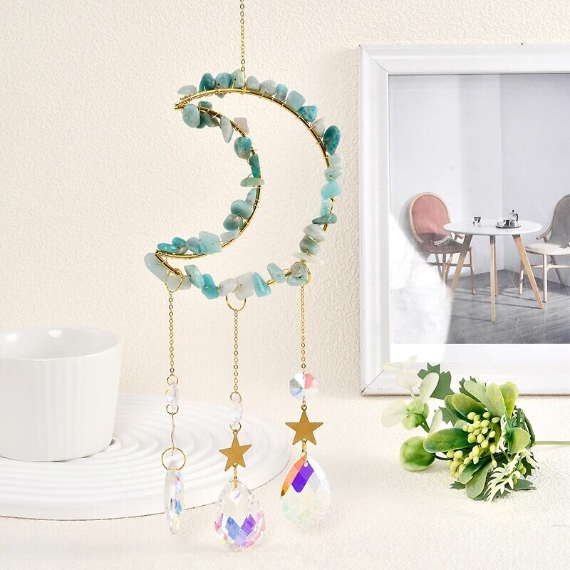 Висулка от естествен кристал, лунно звънче, кристално звънче за висулка, декорации за сватбено тържество