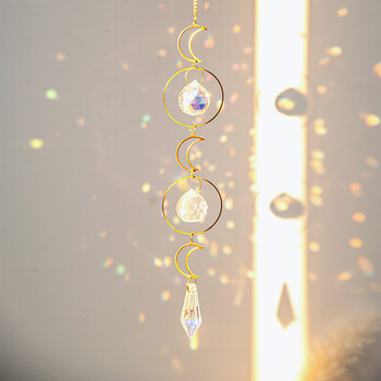 Crystal Suncatcher Sun Moon Catcher Висулки Wind Chimes Prism Rainbow Maker Градинска декорация Външен орнамент Kristalle