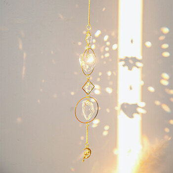 Crystal Suncatcher Sun Moon Catcher Висулки Wind Chimes Prism Rainbow Maker Градинска декорация Външен орнамент Kristalle