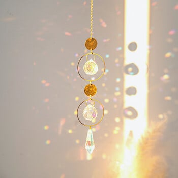 Crystal Suncatcher Sun Moon Catcher Висулки Wind Chimes Prism Rainbow Maker Градинска декорация Външен орнамент Kristalle