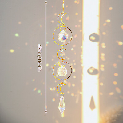 Krištolo saulės gaudyklė Saulės mėnulio gaudyklė pakabukai vėjo varpeliai prizmė vaivorykštė Sodo puošmena lauko puošmena Kristalle