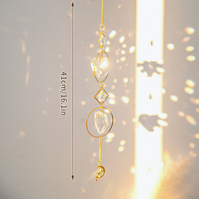 Krištolo saulės gaudyklė Saulės mėnulio gaudyklė pakabukai vėjo varpeliai prizmė vaivorykštė Sodo puošmena lauko puošmena Kristalle