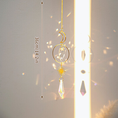 Krištolo saulės gaudyklė Saulės mėnulio gaudyklė pakabukai vėjo varpeliai prizmė vaivorykštė Sodo puošmena lauko puošmena Kristalle
