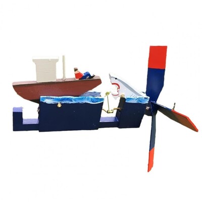 Tuulevurr merepaat Whirligig puidust aiakaunistus väliterrassile muru ilmastikukindel laeva tuuleveski kaunistus