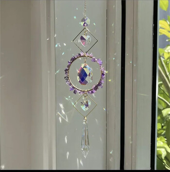 Crystal Circle Sun Catcher Висящ Wind Chime Light Cather Colorful Rainbow Prism Love Crystal Visual Home Garden Decoration