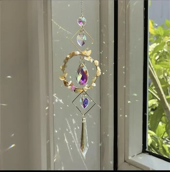 Crystal Circle Sun Catcher Висящ Wind Chime Light Cather Colorful Rainbow Prism Love Crystal Visual Home Garden Decoration