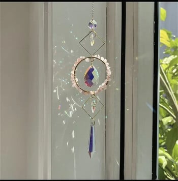 Crystal Circle Sun Catcher Висящ Wind Chime Light Cather Colorful Rainbow Prism Love Crystal Visual Home Garden Decoration