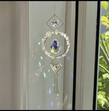 Crystal Circle Sun Catcher Висящ Wind Chime Light Cather Colorful Rainbow Prism Love Crystal Visual Home Garden Decoration