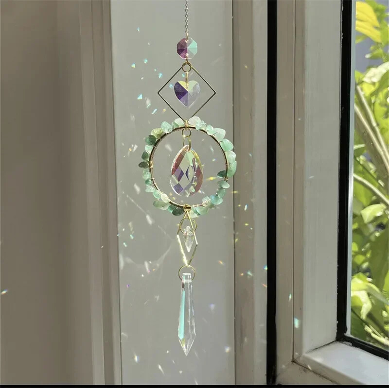 Crystal Circle Sun Catcher Висящ Wind Chime Light Cather Colorful Rainbow Prism Love Crystal Visual Home Garden Decoration