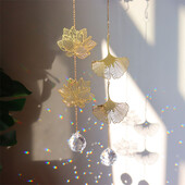 Crystal Wind Chime Päikesepüüdja Teemantprisma ripats Lootose hõlmikpuu vahtraleht unenäopüüdjad Vikerkaare jälitaja rippuvad tilgad Decor