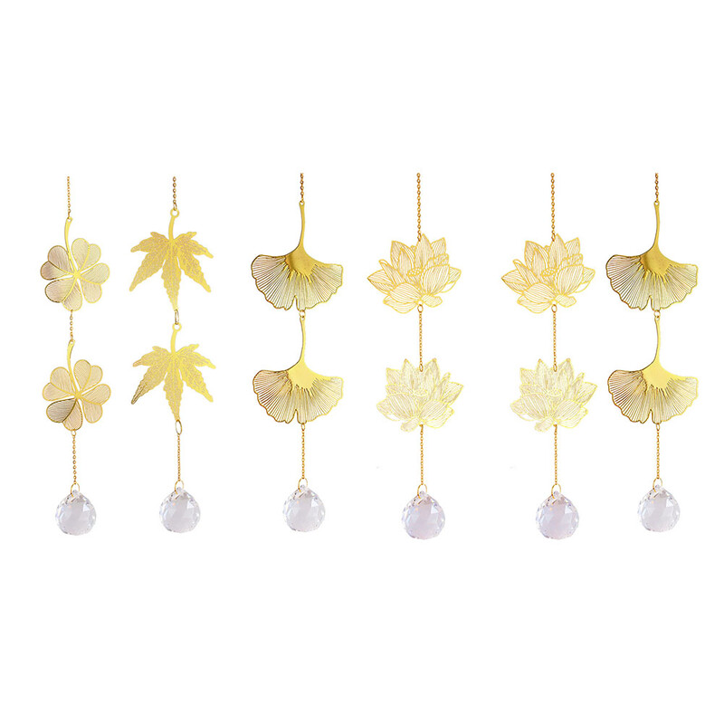 Crystal Wind Chime Sun Catcher Diamond Prisms Висулка Lotus Ginkgo Maple Leaf Dream Catchers Rainbow Chaser Висящ капков декор