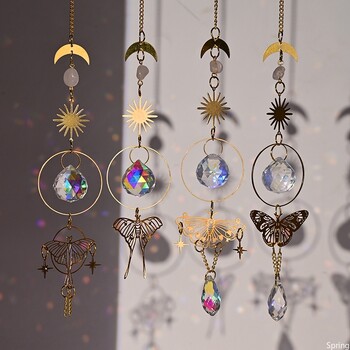 Κρύσταλλοι Wind Chime Suncatcher Diamond Garden Fairy Butterfly Rainbow Chaser Wind Chime Κρεμαστό στολίδι στολίδι για την αυλή του σπιτιού