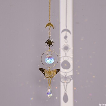 Κρύσταλλοι Wind Chime Suncatcher Diamond Garden Fairy Butterfly Rainbow Chaser Wind Chime Κρεμαστό στολίδι στολίδι για την αυλή του σπιτιού