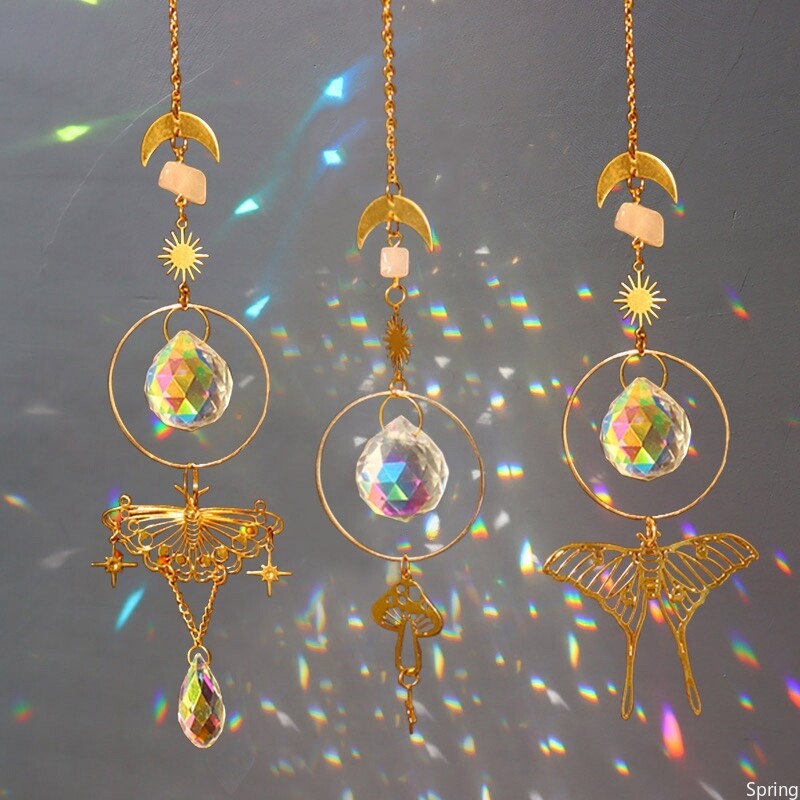 Кристали Wind Chime Suncatcher Diamond Garden Fairy Butterfly Rainbow Chaser Wind Chime Висящ капков орнамент Декорация на домашен двор