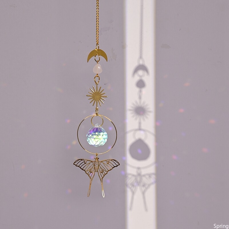 Кристали Wind Chime Suncatcher Diamond Garden Fairy Butterfly Rainbow Chaser Wind Chime Висящ капков орнамент Декорация на домашен двор