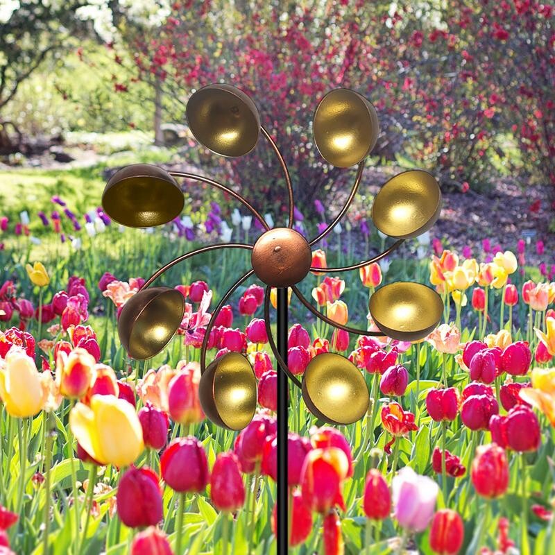 66 см Външна вятърна мелница Декорация Градина Желязо Въртяща се вятърна мелница Вятърна мелница Градински двор Външен декор Психически земен кол