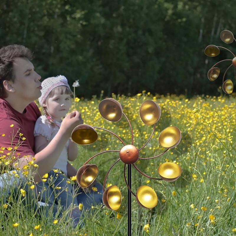 66 см Външна вятърна мелница Декорация Градина Желязо Въртяща се вятърна мелница Вятърна мелница Градински двор Външен декор Психически земен кол