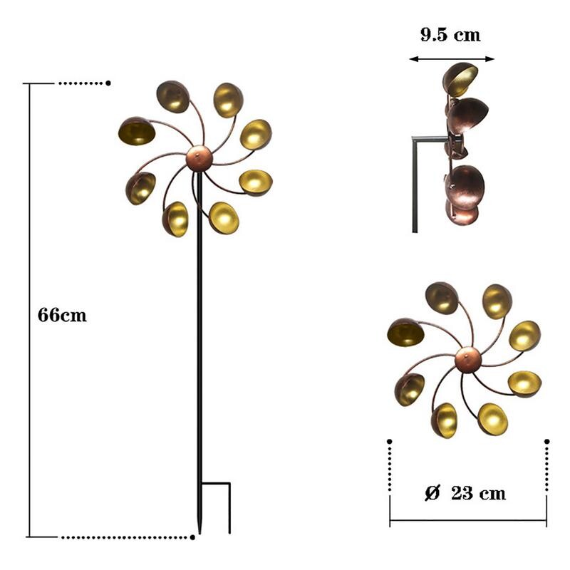 66 см Външна вятърна мелница Декорация Градина Желязо Въртяща се вятърна мелница Вятърна мелница Градински двор Външен декор Психически земен кол