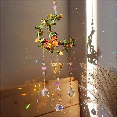 Butterfly Suncatcher Moon Crystal Suncatcher Window Viseći šarm Ženski rođendanski poklon Rainbow Maker 2024 Home Decor Novo