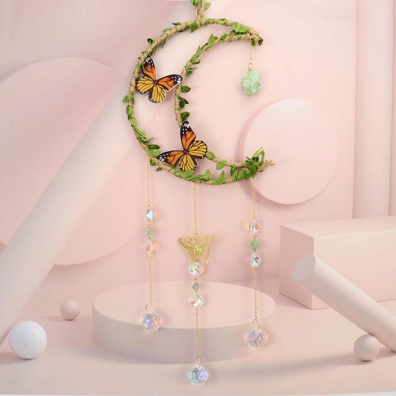 Butterfly Suncatcher Moon Crystal Suncatcher Window Hanging Charm Women Birthday Party Gift Rainbow Maker 2024 Home Decor New In