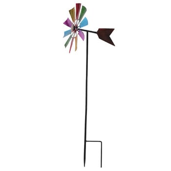 Flower Wind Spinner Stake Rainbow Metal Windmill Διακόσμηση Κήπου Wind Spinner with Garden Stake Outdoor Wind Sculpture