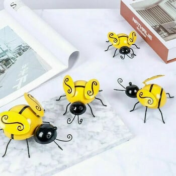 4 ΤΕΜ. Διακοσμητικά μεταλλικά έργα τέχνης Bumble Bee Garden Accents Στολίδι τοίχου Διακόσμηση βεράντας Διακόσμηση εξωτερικού χώρου Αγάλματα κήπου 2023