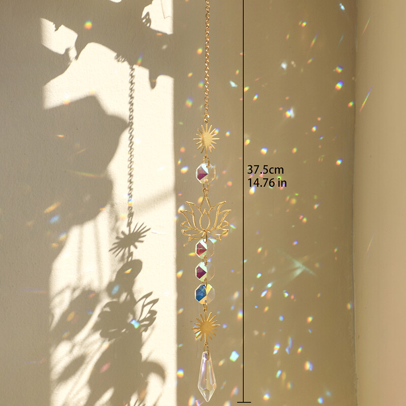 Crystal Sun Catcher Lotus Висящ Suncatcher Rainbow Maker Chakra Light Catcher Витражи Външна градинска декорация