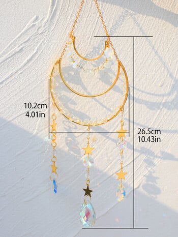 Suncatcher Moon Wind Chime Prism for Wall Hanging Rainbow Maker Light Catcher Διακόσμηση κήπου Διακοσμητικά αυτοκινήτου Καλοκαιρινό δώρο