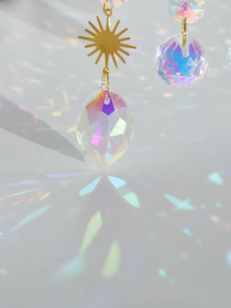 Suncatcher Moon Wind Chime Prism for Window Wall Vising Rainbow Maker Light Catcher Garden Decoration Car Ornaments Летен подарък