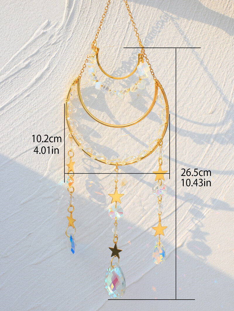 Suncatcher Moon Wind Chime Prism for Window Wall Vising Rainbow Maker Light Catcher Garden Decoration Car Ornaments Летен подарък