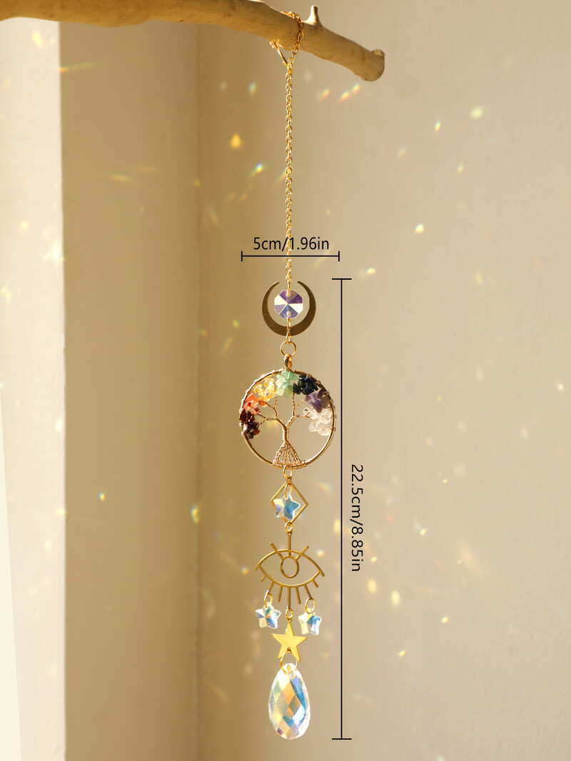 Suncatcher Crystal Evil Eye Life of Tree Висяща декорация Витражи Sun Catcher Rainbow Maker Garden Outdoor Decor Gift